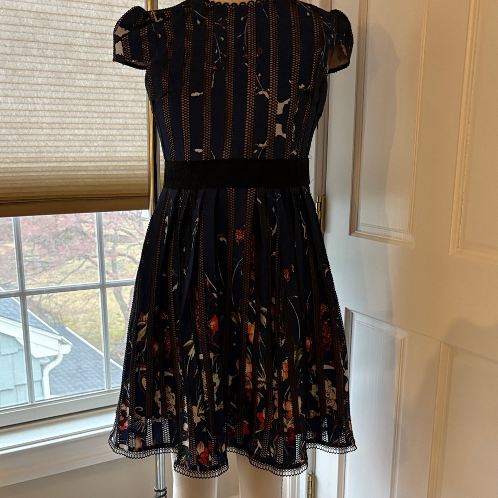 Chelsea28 Navy and Red Floral Midi Dress